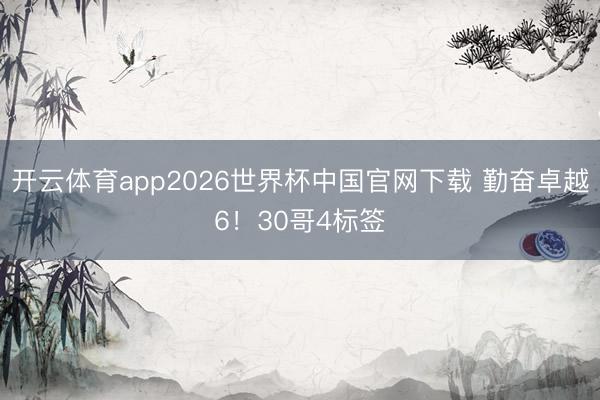 开云体育app2026世界杯中国官网下载 勤奋卓越6！30哥4标签