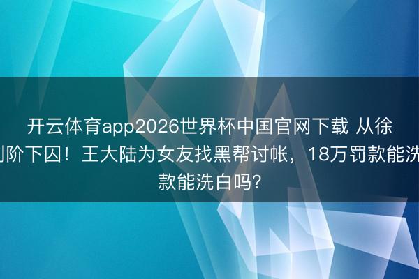开云体育app2026世界杯中国官网下载 从徐太宇到阶下囚！王大陆为女友找黑帮讨帐，18万罚款能洗白吗？