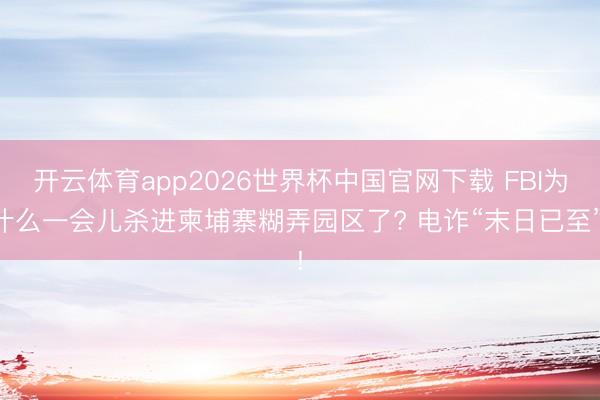 开云体育app2026世界杯中国官网下载 FBI为什么一会儿杀进柬埔寨糊弄园区了? 电诈“末日已至”!